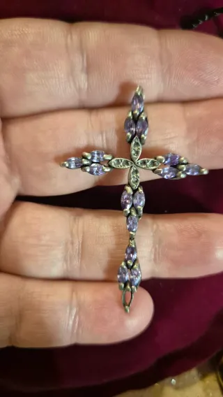Cruz vintage plata y amatista Joya