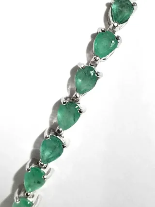 Pulsera Plata y Esmeraldas naturales