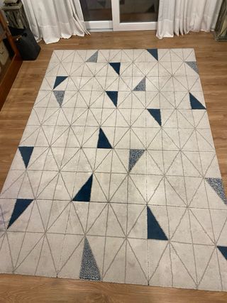Alfombra Belga Diseño Geométrico Beige/Azul