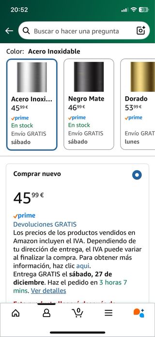 Grifo Cocina Extraíble Acero Inoxidable