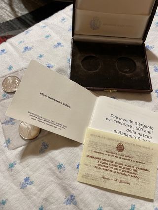 Monete San Marino 500 anni Raffaello Sanzio