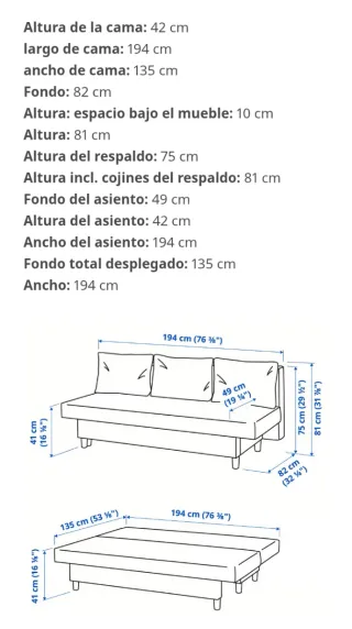 Sofá cama gris con canapé