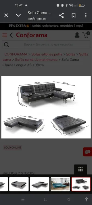 Sofá cama microfibra negra