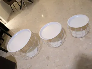 Juego 3 mesas auxiliares blancas