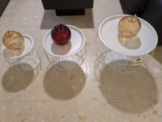 Juego 3 mesas auxiliares blancas