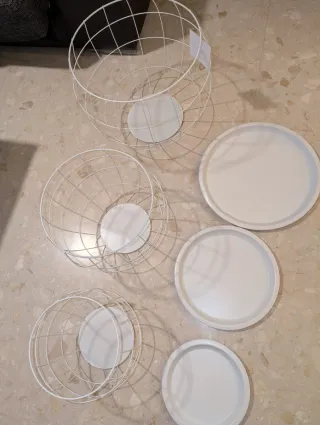 Juego 3 mesas auxiliares blancas