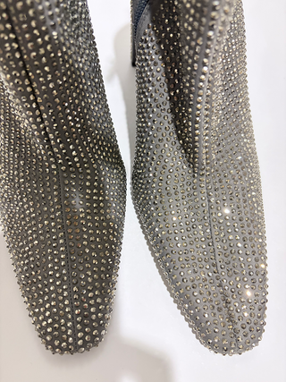 Botines calcetín Zara plateados pedrería tacón 40