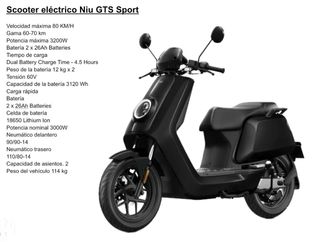 Scooter Eléctrica Moto Niu GTS Sport