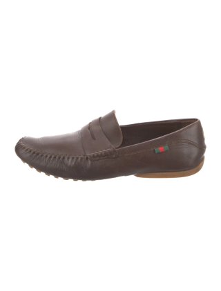 Zapatos Mocasines De Cuero  Gucci Marrones Penny.