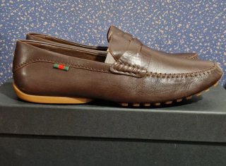 Zapatos Mocasines De Cuero  Gucci Marrones Penny.