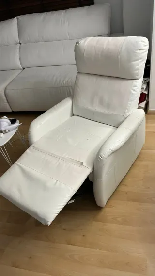 Sillón relax de piel sintetica blanco