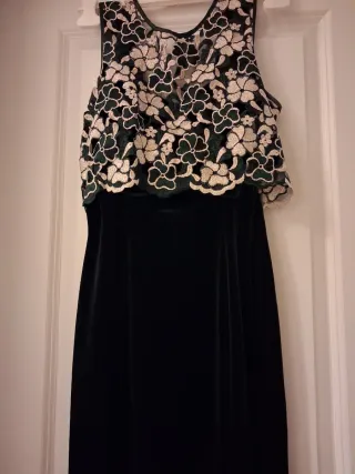 Vestido fiesta largo terciopelo con brocado