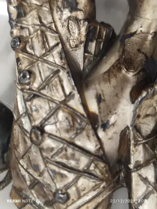 Antica statuetta argentata donna con asta