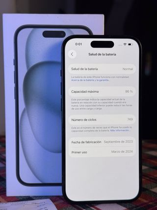 iPhone 15 128GB Gris 85% Batería