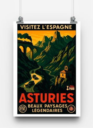 Cuadro Asturias A3 - estilo vintage Años 30