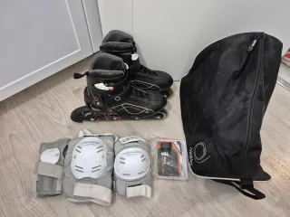 Patines en línea Oxelo negros y detalles rosas T41