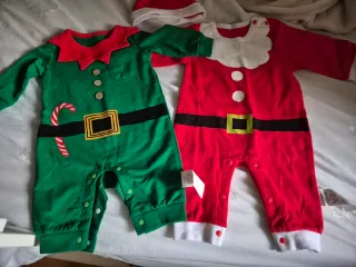 Traje de elfo y papá noel Navidad bebé