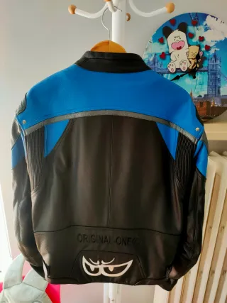 Giacca moto Berik pelle blu/nera