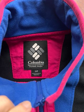 Giacca pile Columbia S blu nero rosa