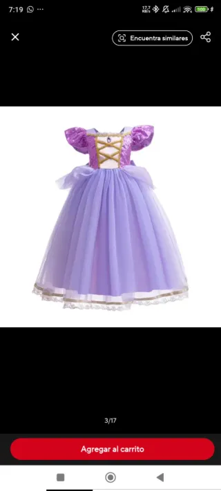 Disfraz Princesa Morado de Rapunzel talla 6