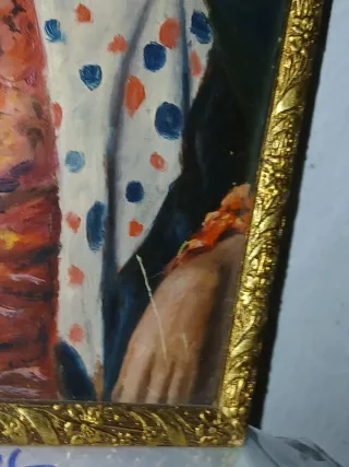 Antigua pintura óleo Concha Piquer carton  1925