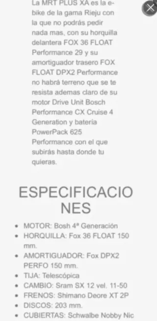 Bicicleta eléctrica Rieju Bosch & Fox