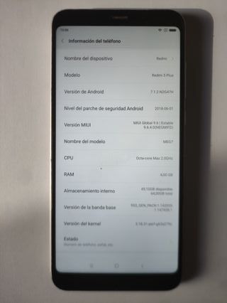 XIAOMI REDMI 5 PLUS  (4GB RAM 64GB ALMACENAMIENTO)