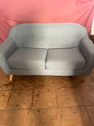 Sofá 2 plazas tela azul