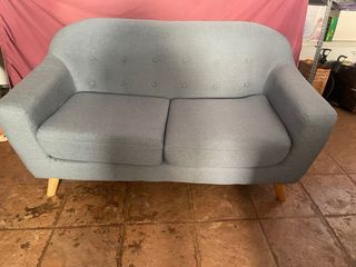 Sofá 2 plazas tela azul