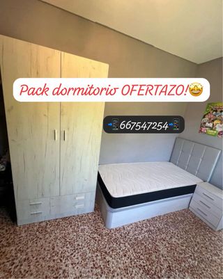 pack dormitorio canapé armario colchón