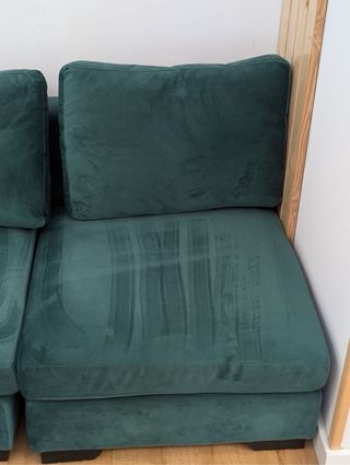 Sofá modular verde de terciopelo