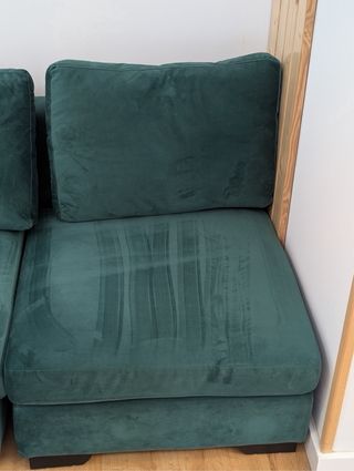 Sofá modular verde de terciopelo