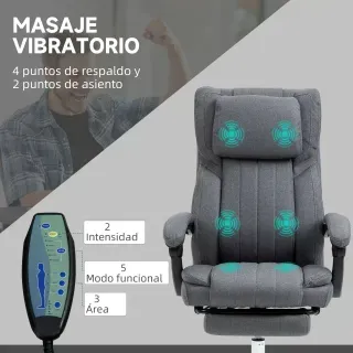 Sillón de Oficina Gris Tela con Reposapiés