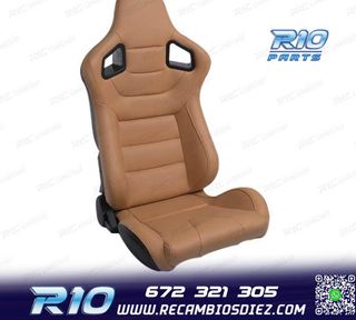 KIT ASIENTO DEPORTIVO SEMI BAQUET ESTILO RS CUERO BEIGE