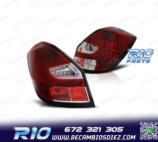 PILOTOS PARA SKODA FABIA 07-14 LIGHT BAR ROJO CROMO