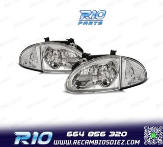 FAROS + INTERMITENTE HONDA CRX DEL SOL 92-97 FONDO CROMO