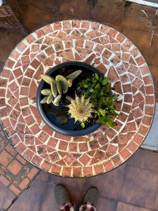 Mesa y 2 sillas jardín terracota y forja