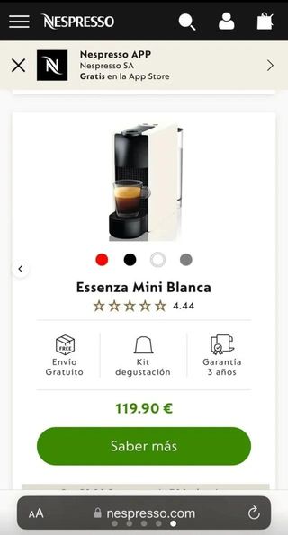 Cafetera Nespresso Essenza Mini Blanca
