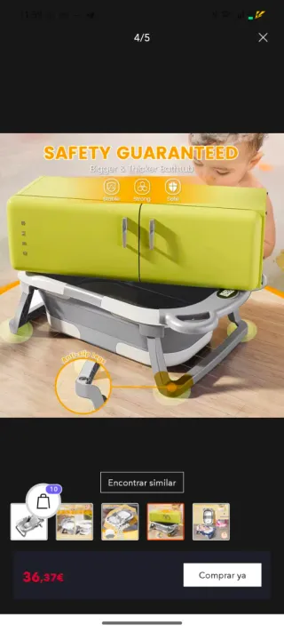 Bañera Plegable Bebé con Cojín dinosaurio