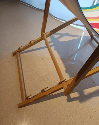 Hamaca plegable de madera y lona