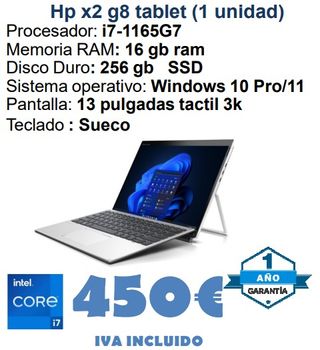 HP x2 g8 Tablet 13 i7 16GB RAM 256GB SSD