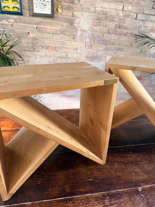 Mesita de noche Hannun madera natural (2ud)