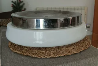 Plafón lámpara techo plateado y blanco