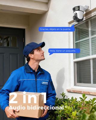 Cámara Vigilancia 2K WiFi Doble Lente Exterior