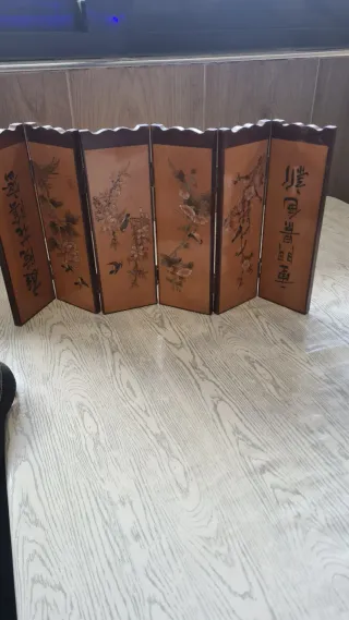 Biombo Chino Madera Lacado 1969