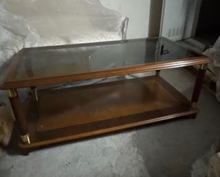 Mesa de centro madera nogal y cristal
