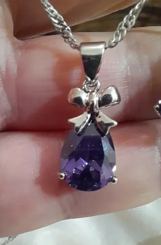 Romántico Conjunto Plata Ley y Circonitas Lila