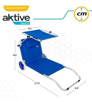 Tumbona silla carrito de playa Aktive azul