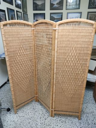 Biombo de mimbre con 3 paneles