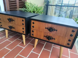 Mesitas de noche restauradas madera